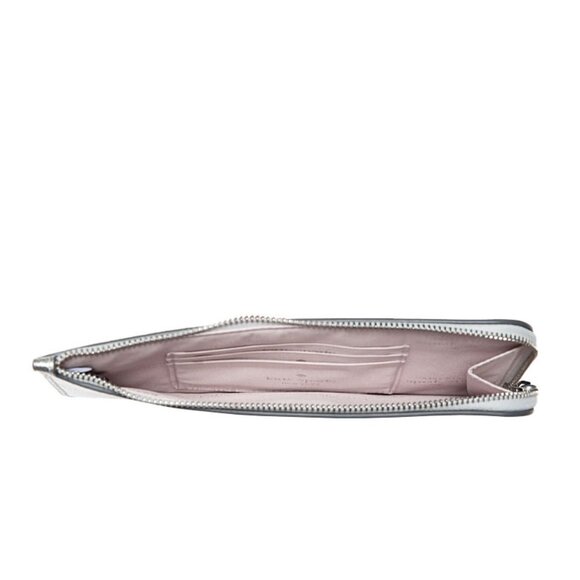 Kate Spade Metallic Silver Leather Lucy Medium L-Zip Wristlet in Lunar Light - Picture 3 of 3